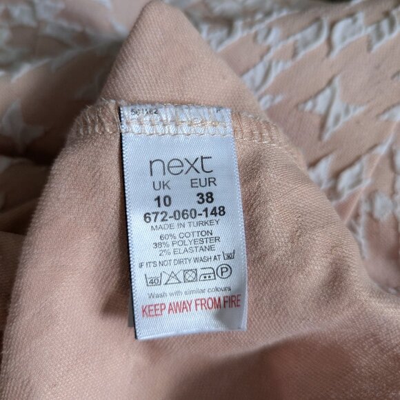 Stunning light pink mini fit & flare dress, white geometrical pattern, size UK10 - Picture 8 of 8